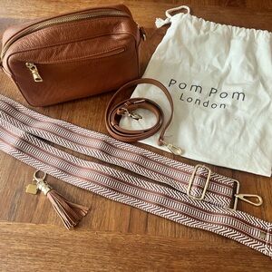 Pom Pom London Brown Leather Crossbody Bag